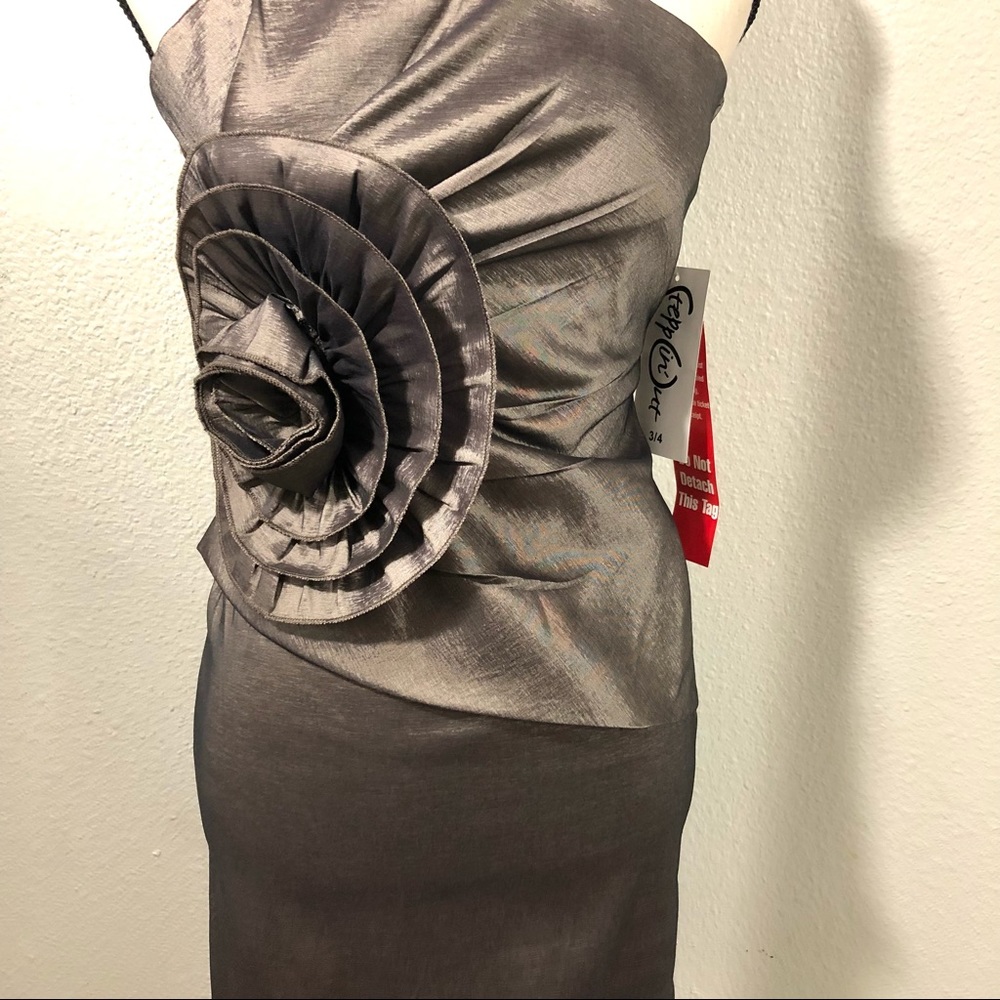 NWT STEPPIN OUT Metallic Strapless Dress Sz 3/4
